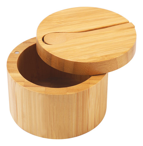Htb - Salero De Bambu Con Mini Cuchara, Caja De Sal De Cocin