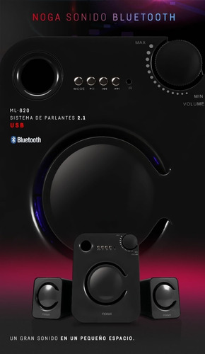 Parlante Bluetooth Noga Ml -820 2.1 Inalambrico Control