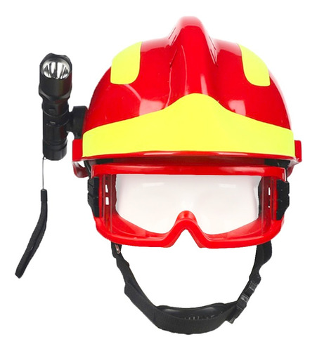 Casco Rojo Rescate Bombero Seguridad Lampara Goggles