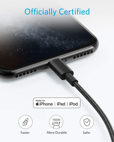 Imagen 2 de 5 de Anker Cable Lightning De Nylon Premium 6 Pies Paquete De 2