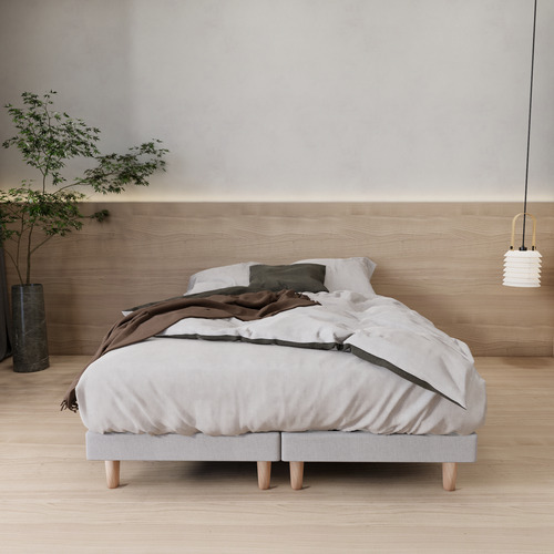 Base De Cama King Armable Modular Madera Colchón Recamara Gris