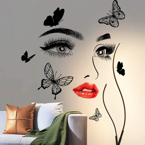Calcomanías Y Pegatinas De Pared Farcauo Con Labios Rojos Pa