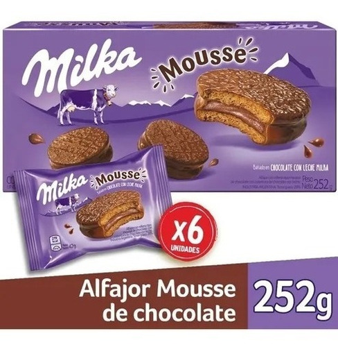 Alfajor Milka Mousse Chocolate  Pack X6 Unidades - Sr Goloso