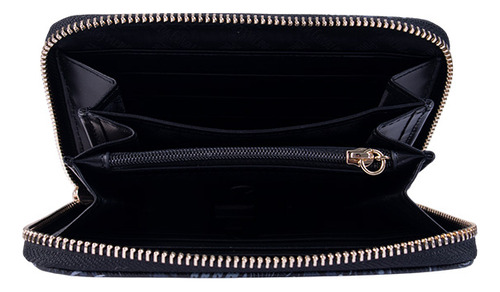 Cartera Mediana Saffiano Pineda Covalin Diseño Colibrí Negro/rosa