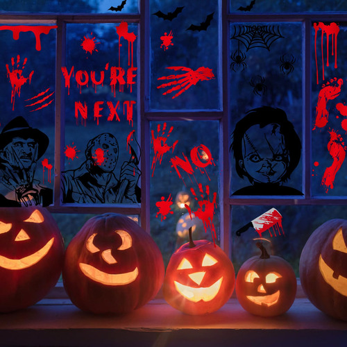 Calcomanías De Ventana De Halloween Personajes De Terror Reu