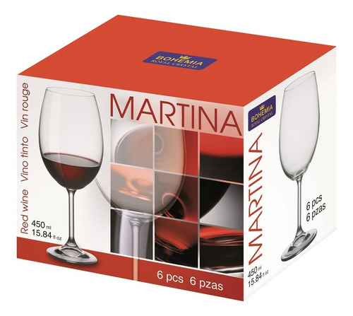 Copas De Agua 450 Ml. Lara-bohemia Martina Pack X 6 Unidades