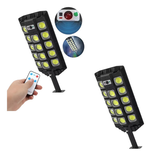 X2 Foco Led Solar Con Sensor Movimiento Y Control Farol Led