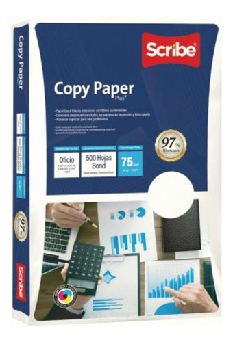 Scribe Copy Paper Plus Papel Bond Blanco Oficio Paquete De