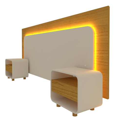 Cabeceira Led E 2 Mesas 140/160/195 Innova Nature Off Gelius