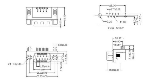 Imagen 4 de 4 de 50 Pzs Conector Db9 Hembra Para Pcb Angulo Recto