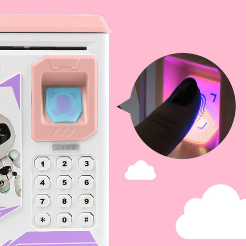 Caja De Seguridad De Bloqueo De Huellas Dactilares Rosa