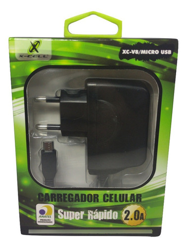 Carregador Celular Micro Usb V8 Super Rápido 2.0a X-cell