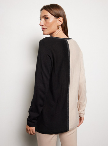 Sweater Mujer Cerrado Color Block Viaressa