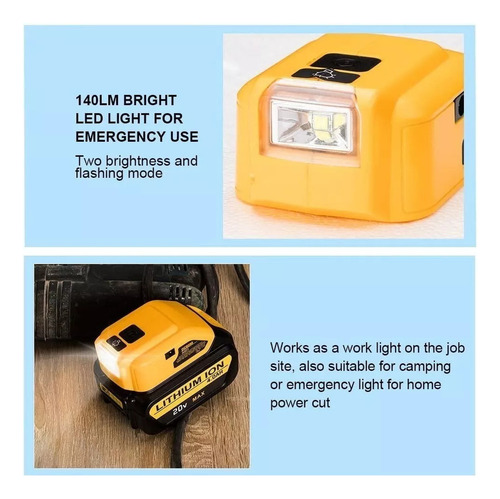 Z Adaptador Usb E Linterna Led P/batería Dcb090 Dewalt