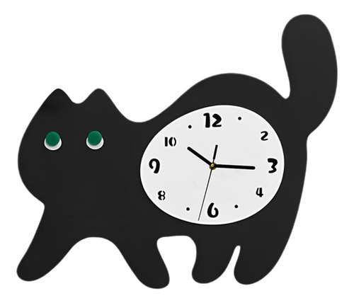 Reloj De Pared Con Forma De Gato, Bonito Que No Hace , Negro