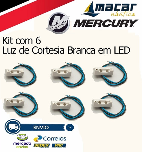 Kit Com 6 Luz De Cortesia Degrau 2 Leds Brancos 12v Marítimo