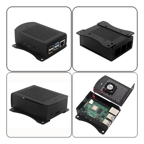 Case Aluminio Compatible Con Raspberry Pi 4b Con Ventilador