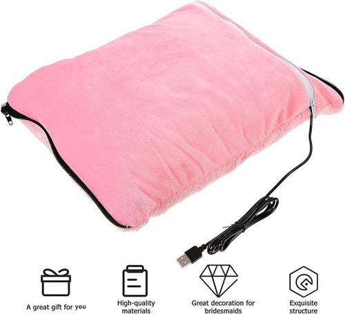 Almohada Calefactora Eléctrica De Franela Alimentada Por Usb