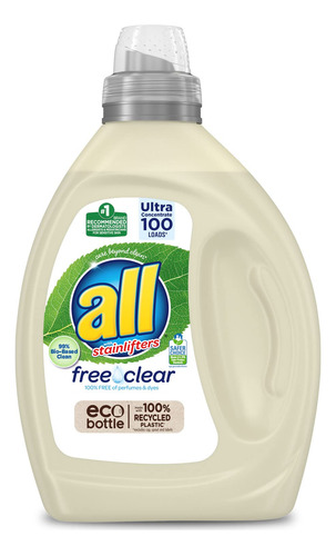 All Detergente Liquido Para Ropa, Free Clear Eco, Limpio A B