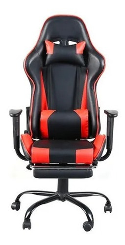 Silla de escritorio Fast 821 con apoyapiés gamer ergonómica  roja con tapizado de cuero sintético