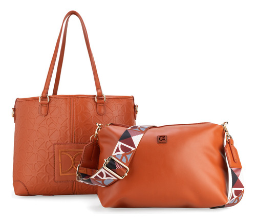 Bolsa Tote 2 En 1 Cloe Iniya Mediano Color Naranja