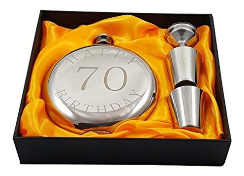 Happy 70th Birthday Flask Gift Set