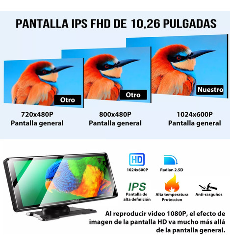 Reproductor Multimedia Inalámbrico Hysmart Car Play Car De 10 Pulgadas + Cámara De Marcha Atrás