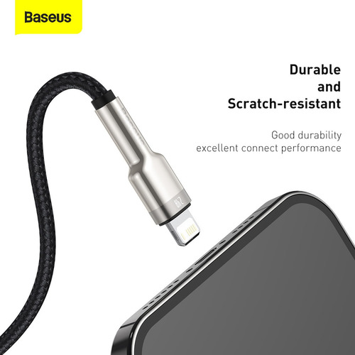 Cable De Datos Usb A Lightning 2.4a 1m Metal Negro Baseus