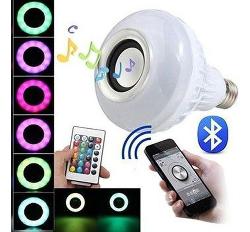 Lâmpada Led Caixa De Som Bluetooth Musical Com Controle Rgb