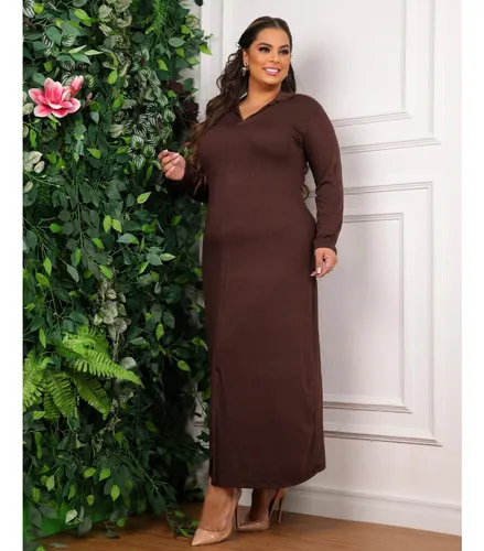 Vestido De Manga Longa Inverno Para Usar Com Bota Veste Plus