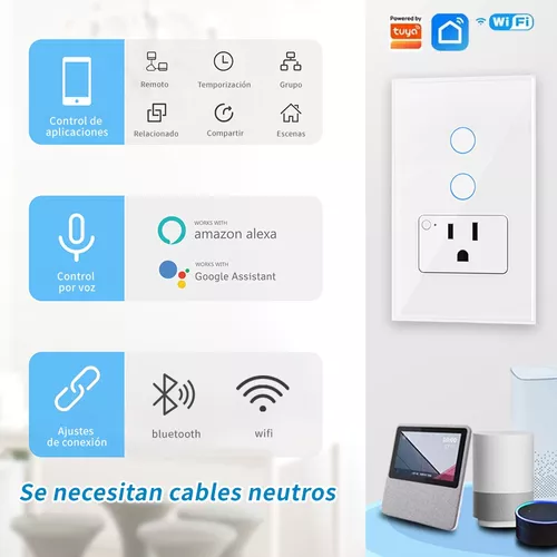 GHome Interruptor inteligente de 3 vías (paquete de 4), control de voz y  aplicación, necesita cable neutro, material ignífugo