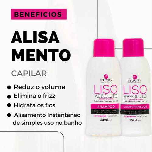 Kit Liso Absoluto Shampo E Condicionador Felicity 2x300ml