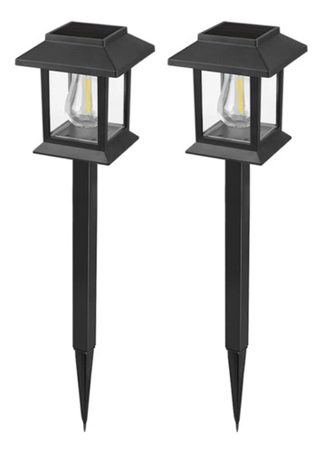 X2 Estaca Solar Mod Farol Para Camino Jardín Luz Cálida 