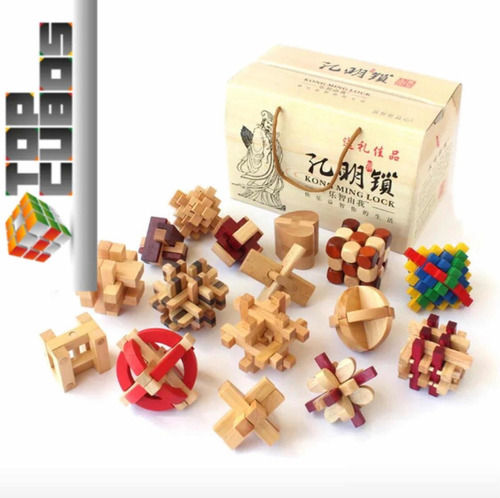 Kit Desafio Quebra Cabeça 16 Peças Puzzle Madeira