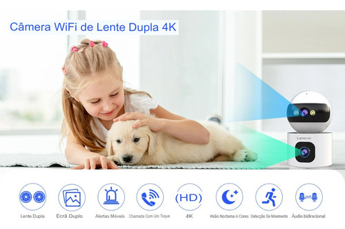 Câmera De Segurança Lenovo Xw1 Dome 2k Ptz Sem Fio. Cor Bran Branco
