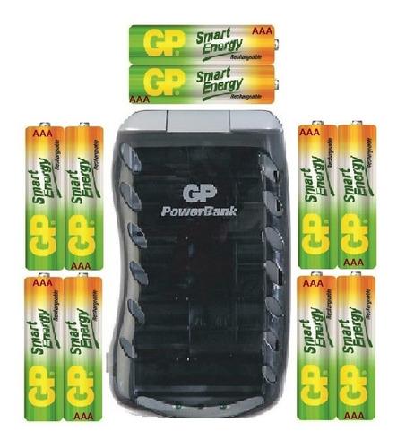 Cargador Gp Universal + 10 Baterias Pilas Recargables Aaa
