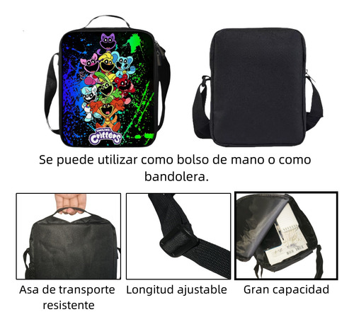 Juego De Mochilas Escolares Reforzadas Anime Smiling Critters Mochilas De 3 Piezas Computadora Bolso De Hombro Lonchera Estuche Para Lapices Escolar