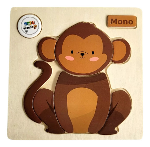 Puzzle Rompecabezas Madera Animales Didáctico Mono Gato 