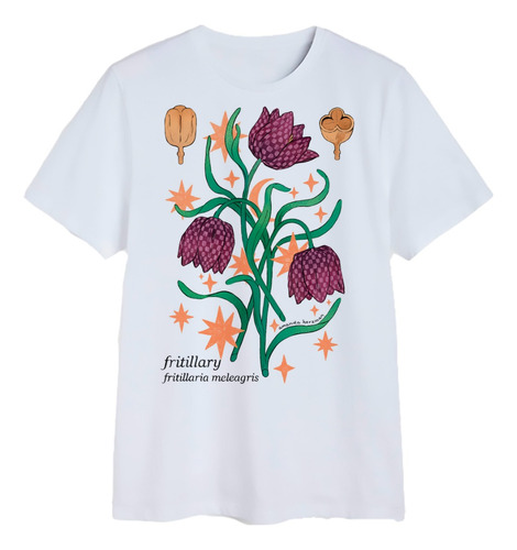 Polera Frutilla Planta Botánica Hombre Mujer Dibujo Algodon