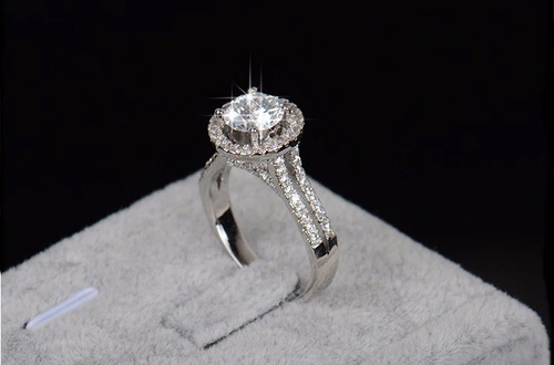 Imagen 6 de 8 de Anillo De Compromiso Plata + Baño Oro Blanco Diamante Cultiv