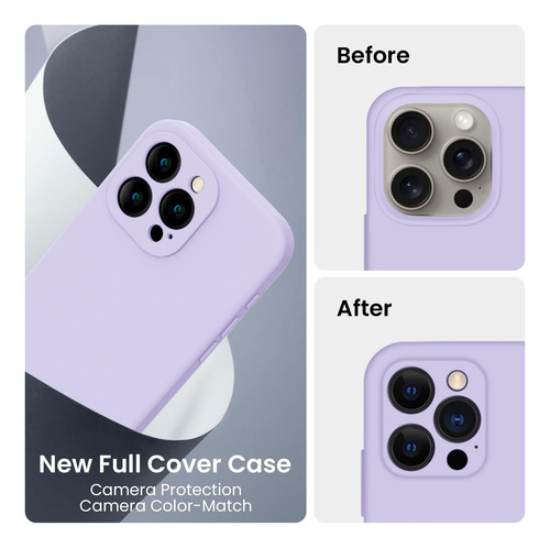 Funda Para iPhone 15 Pro Con 2 Protector Pantalla Color Lila