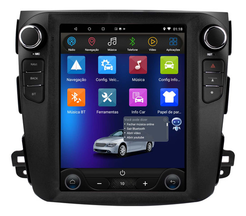 Multimidia Tesla Mitsubishi Outlander Android 14 Carplay Voz