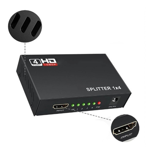 Imagen 2 de 4 de Video Splitter Hdmi 1x 4 Puertos 4p / Despacho Gratis