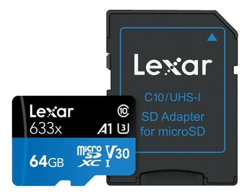 Cartão de memória Lexar LSDMI64GBBCN633N  High-Performance 633x com adaptador SD 64GB