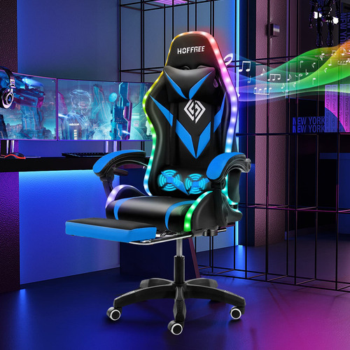 Silla De Juegos Ergonómica Con Altavoces Bluetooth Y Luces L
