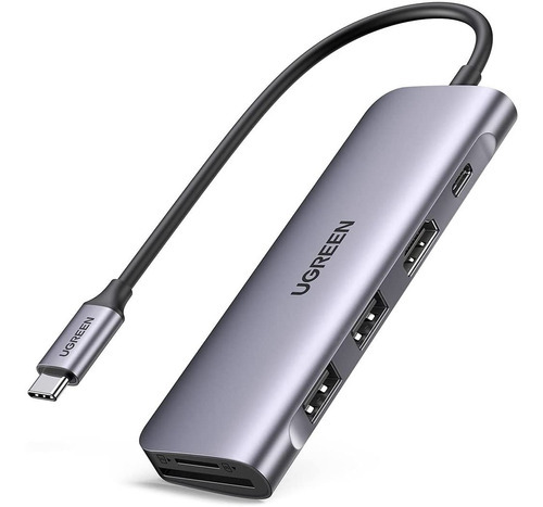 Hub Ugreen 6 Em 1 Usb-c 4k 60hz Cartão Sd Pd 100w