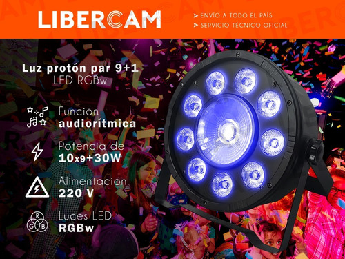 Imagen 3 de 10 de Par Led Negro Proton Rgbw Profesional 9 X 10w + 1 X 30w 120w