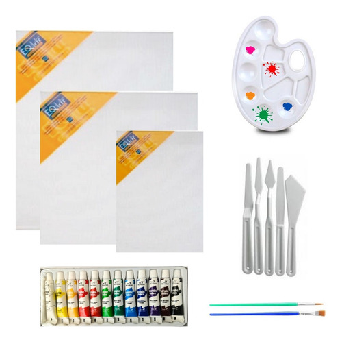 Set De Pintura Arte Kit Para Pintar Bastidor Acrilicos