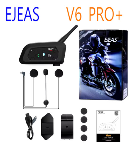 Intercomunicador Ejeas V6 Pro 6 Pilotos Bluetooth 1 Pieza