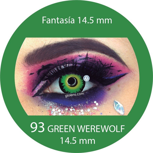 Pupilentes Halloween Fantasía Green Werewolf Estuche + Envio
